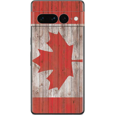Canadian Flag Dark Wood Google Pixel 7 Pro Skin